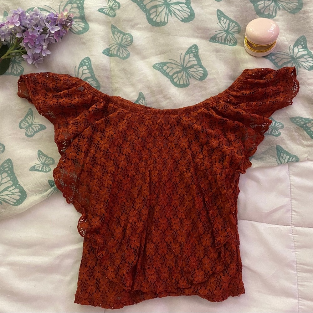 Burgundy Lace Crochet Top